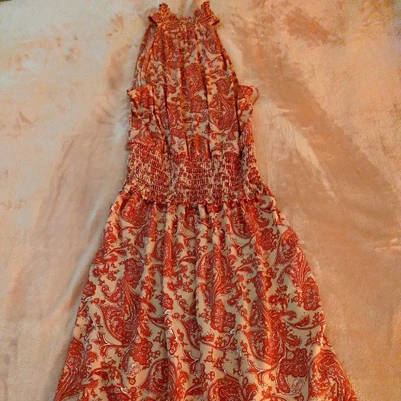 Express Size XXS Printed Paisley Midi Halter Dress - Picture 1 of 10